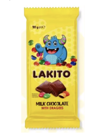 Шоколад молочний з крихтами драже 100г ТМ Lakito